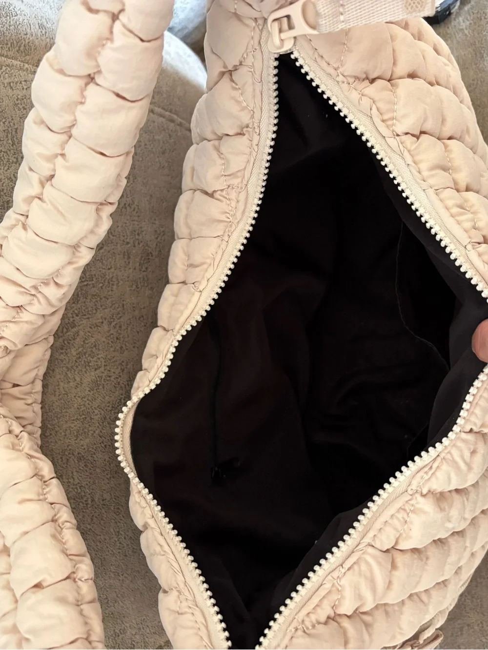 Quilted Shoulder Hobo Bag in basic beige by FLX